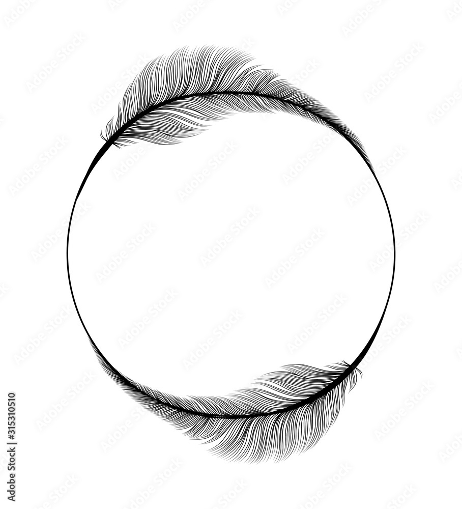 Stock-Vektorgrafik „Feathers Frame Circle Ring, Wedding And Save pertaining to Feather Frame Template