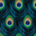 Stock Vektorgrafik „Peacock Feather Makes A Seamless Pattern Within Blue Peacock Feather Template