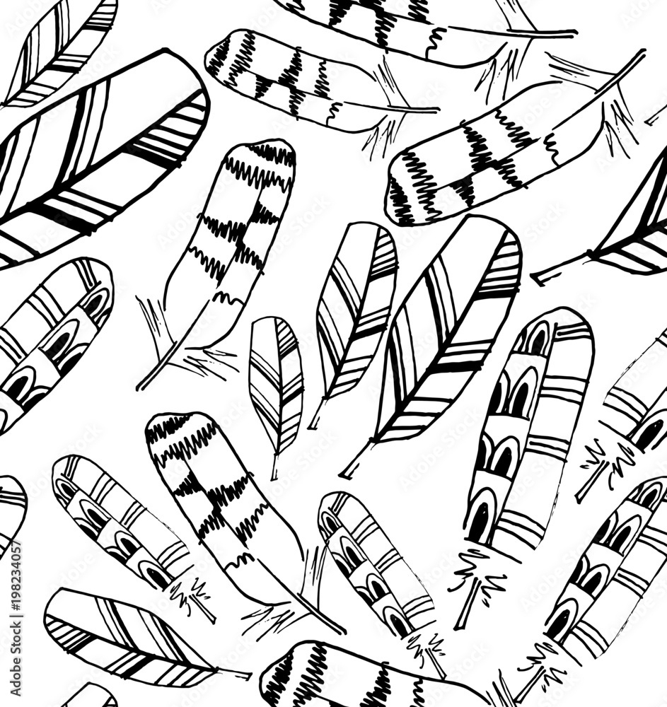 Stock-Vektorgrafik „Seamless Bird Feather Pattern. The Owl Feather within Bird Feather Template