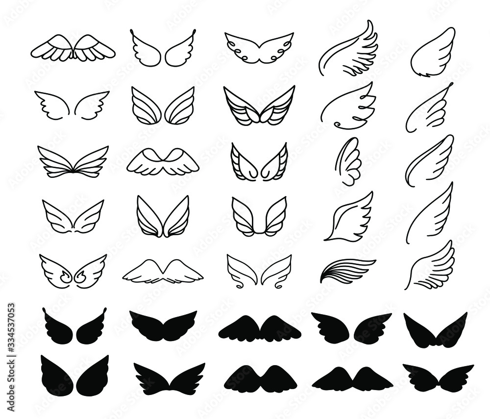 Stock-Vektorgrafik „Vector Wings Icon Set. Bird Or Angel Wing regarding Feather Wings Template
