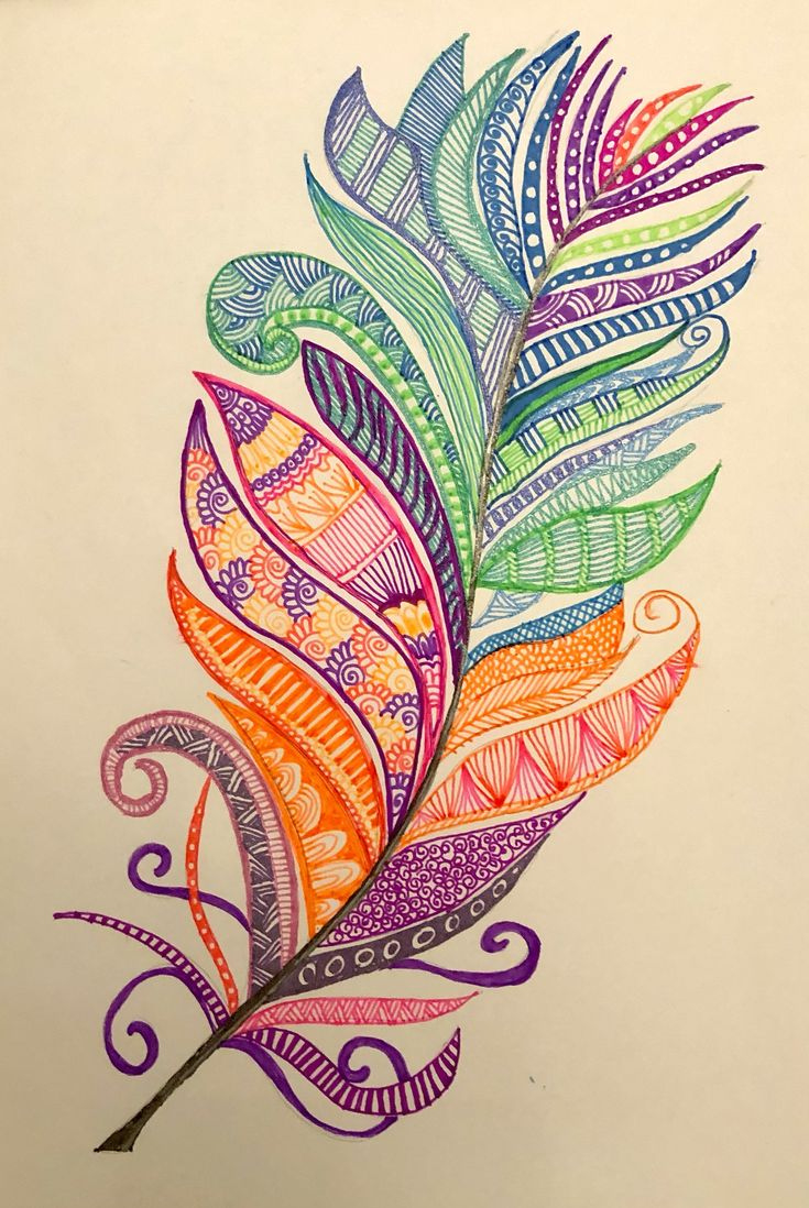 Straight From My Art – Feather Zentangle inside Zentangle Feather Template