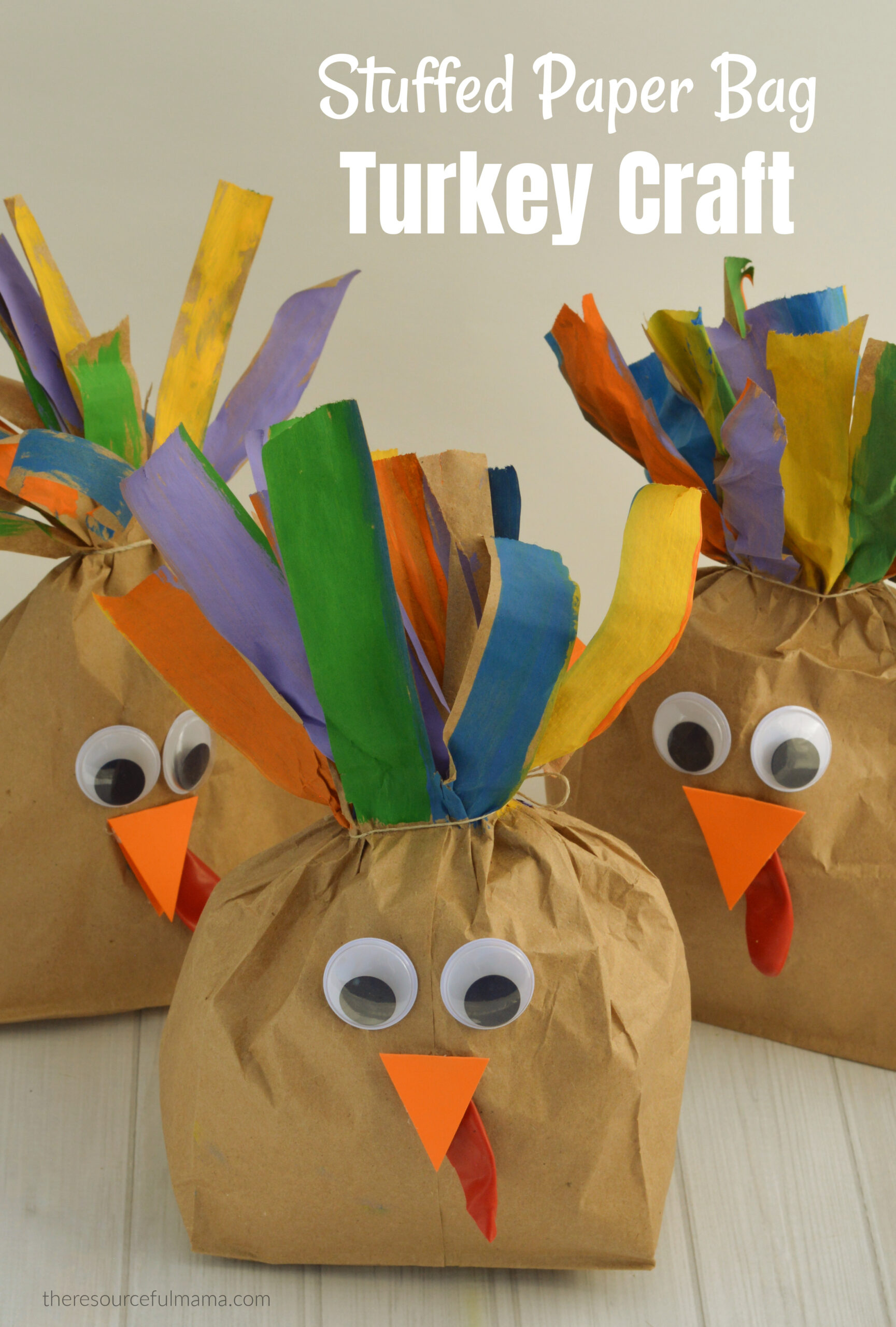 Stuffed Paper Bag Turkey Craft - The Resourceful Mama for Paper Bag Turkey Template