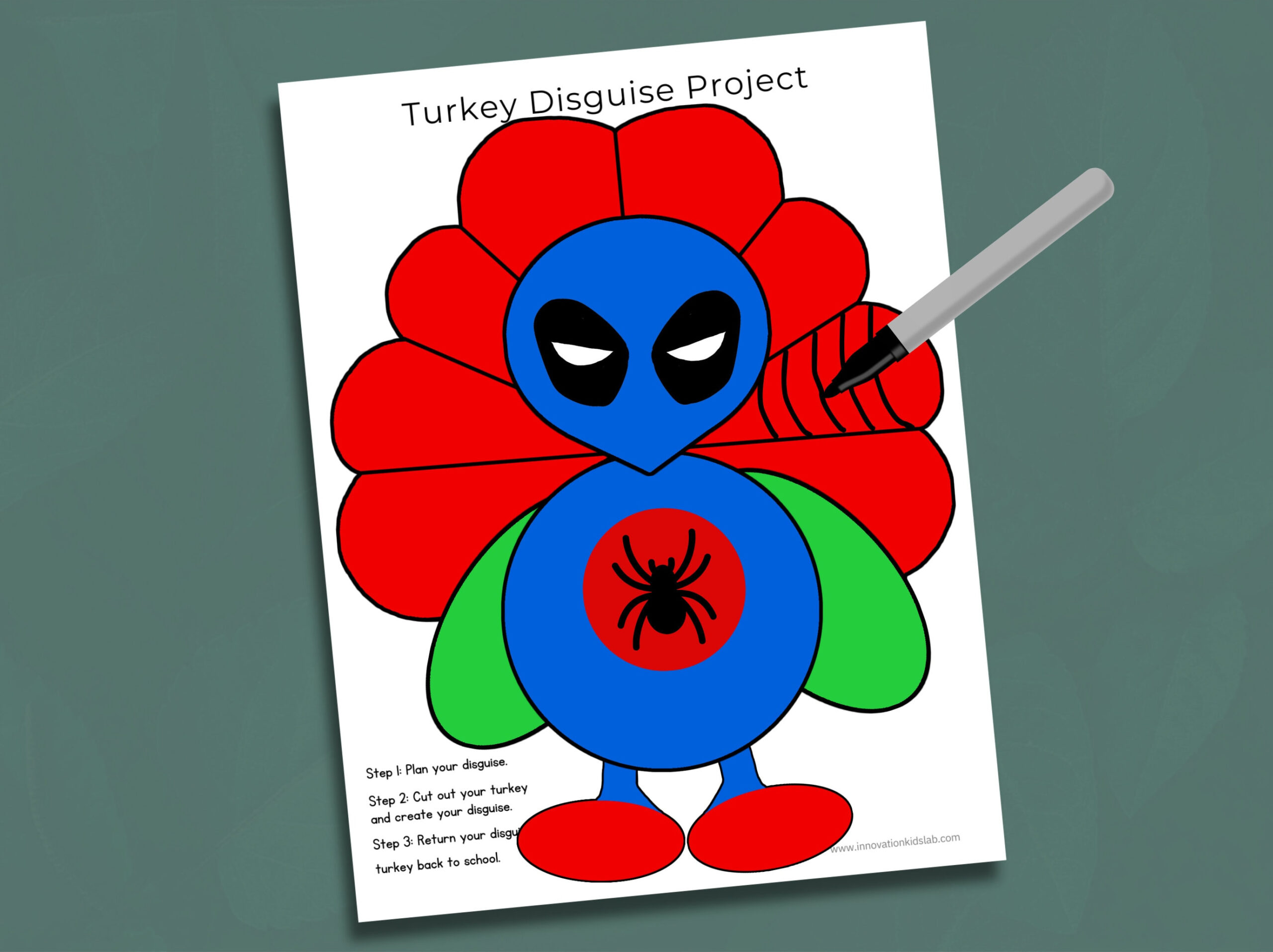 Superhero Turkey In Disguise | Disguise A Turkey Kit | Turkey Kids with Disguise a Turkey Deadpool Template