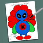 Superhero Turkey In Disguise Kit: Kids Thanksgiving Craft (Digital For Disguise A Turkey Spiderman Template