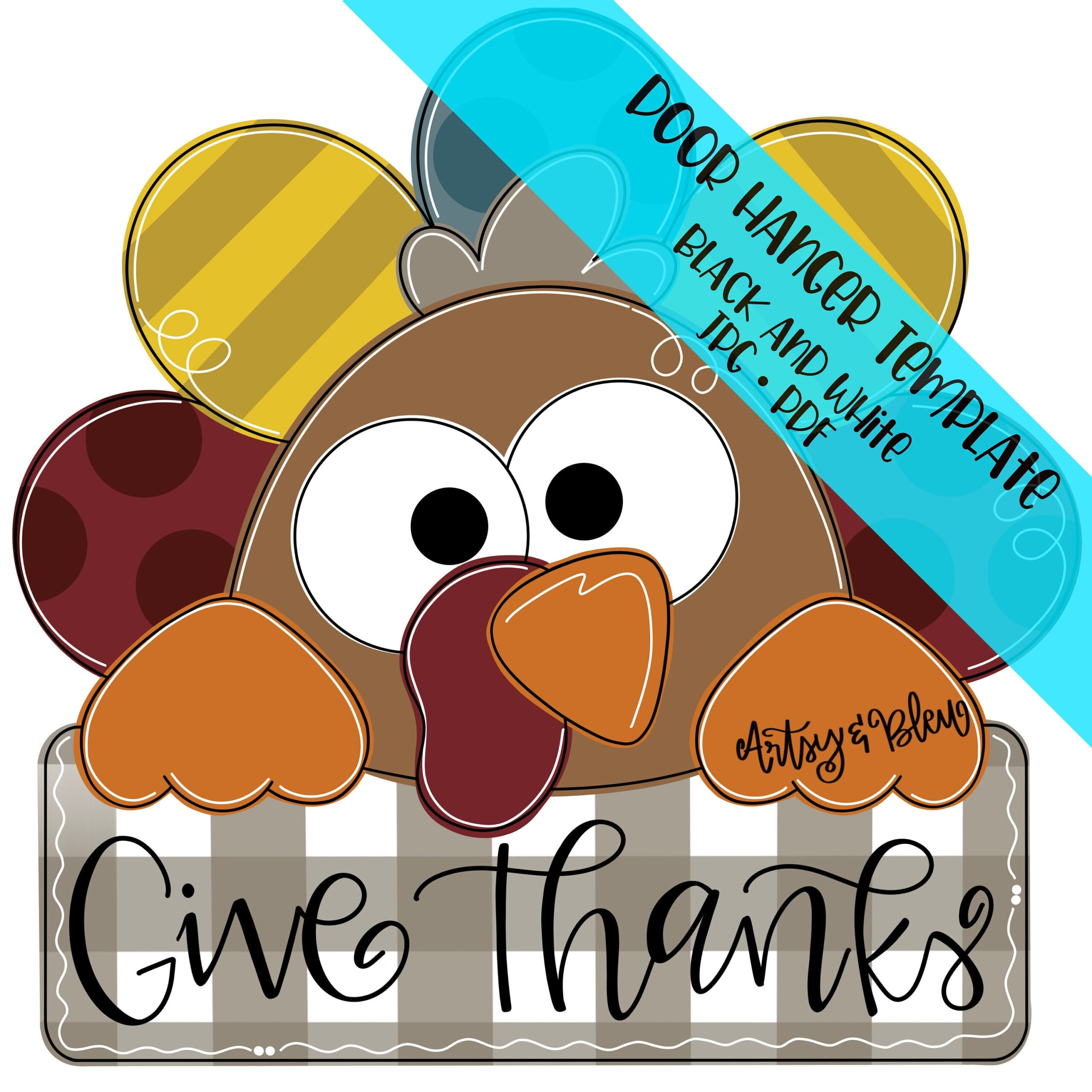 Template Door Hanger: Turkey With Sign - Etsy with Turkey Door Hanger Template