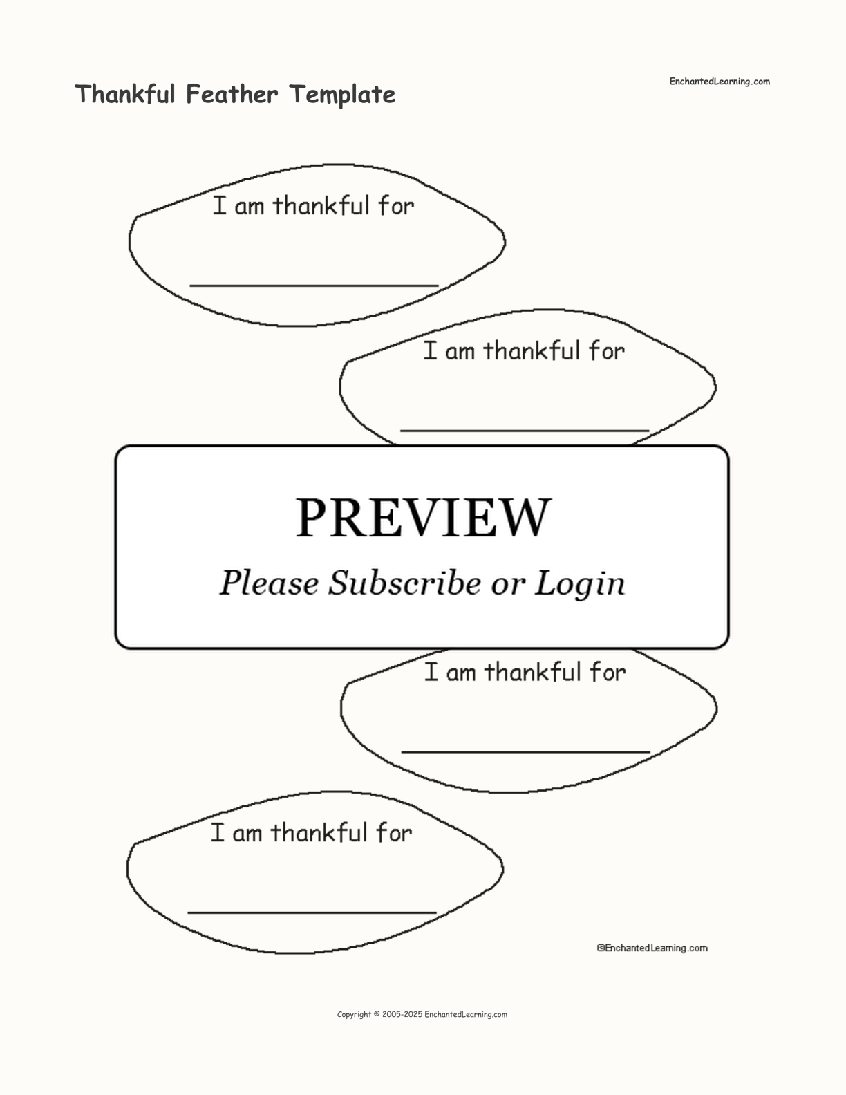 Thankful Feather Template - Enchanted Learning pertaining to I Am Thankful For Feather Template