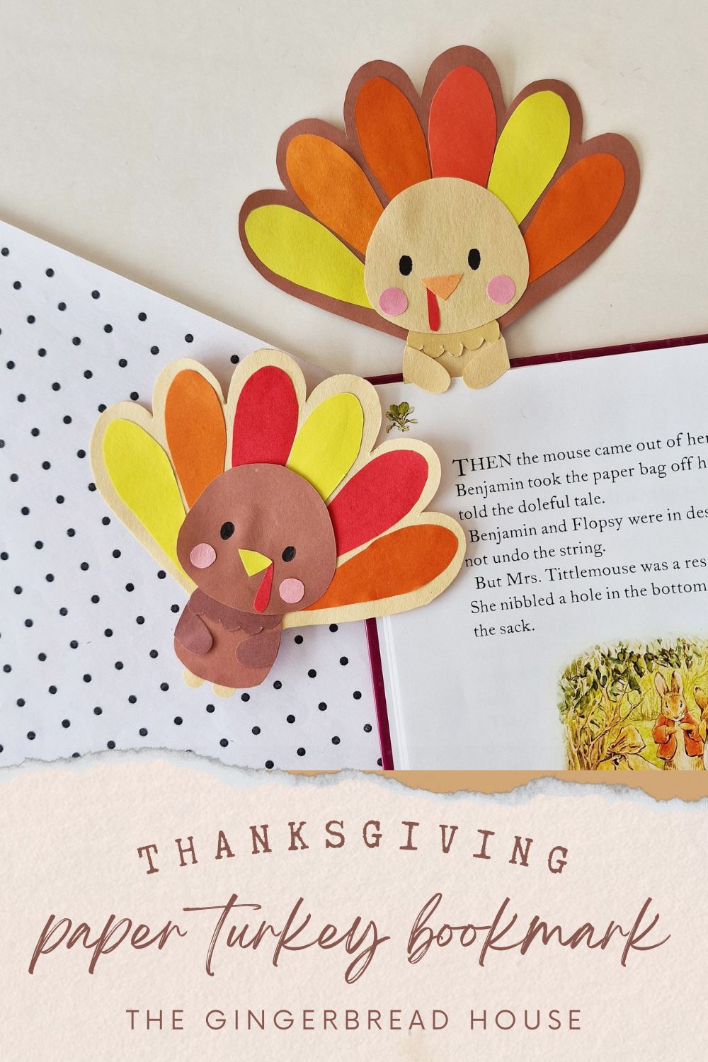 Thankful Paper Turkey Bookmark {+ Free Template} - The-Gingerbread in Turkey Bookmark Template