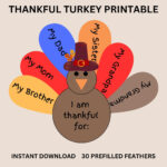 Thankful Turkey Craft: Thanksgiving Printable (Pdf)   Etsy In Thanksgiving Turkey Template