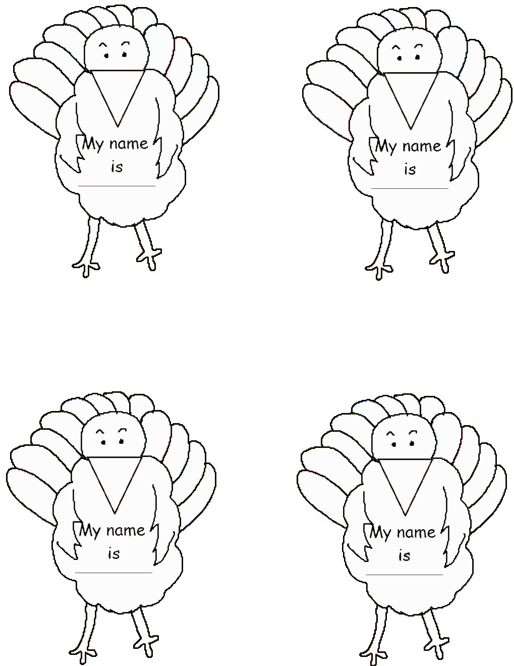 Thanksgiving Crafts For Sunday School for Turkey Name Tag Template