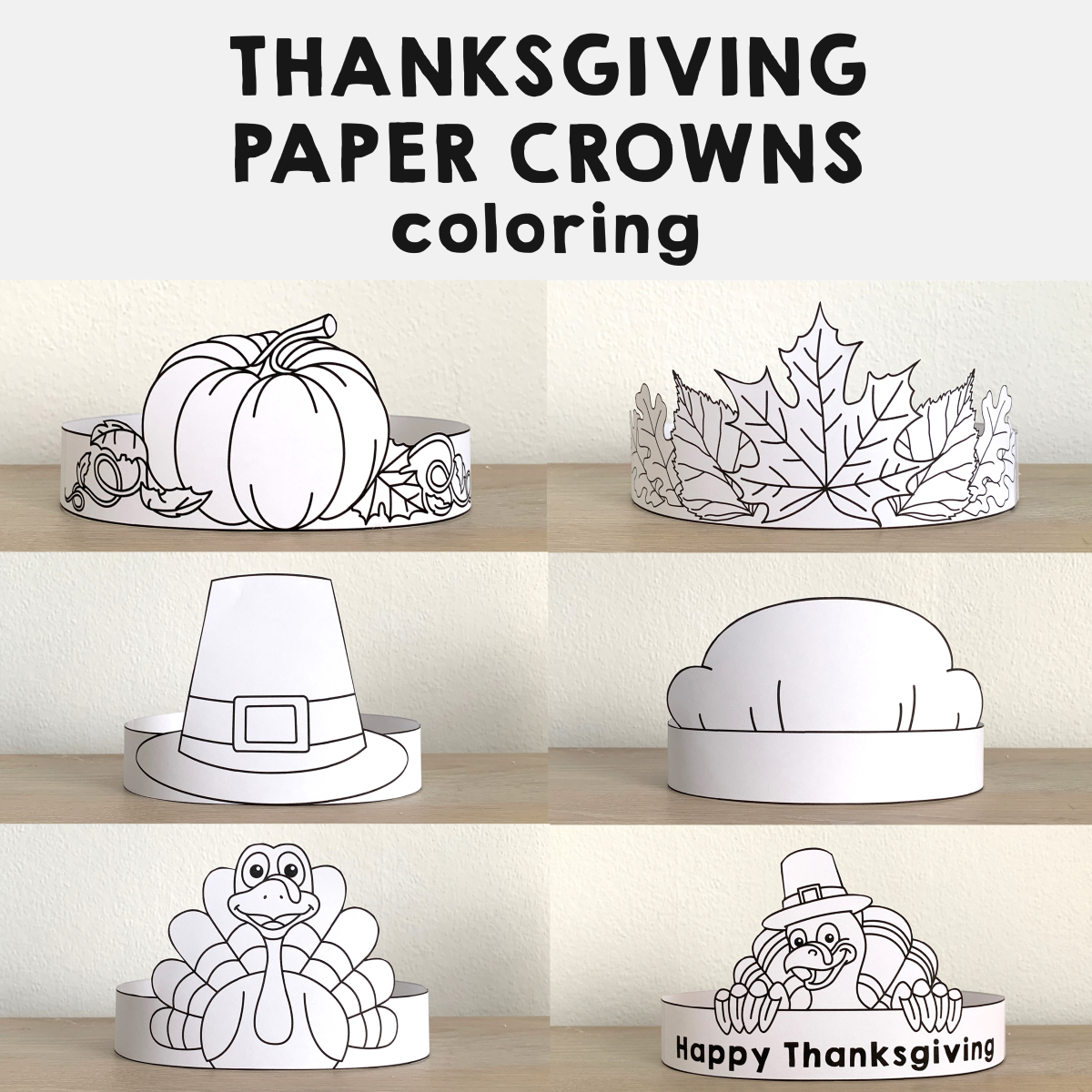 Thanksgiving Hats Crowns Printable Paper Coloring Fall Autumn with regard to Thanksgiving Turkey Hat Template