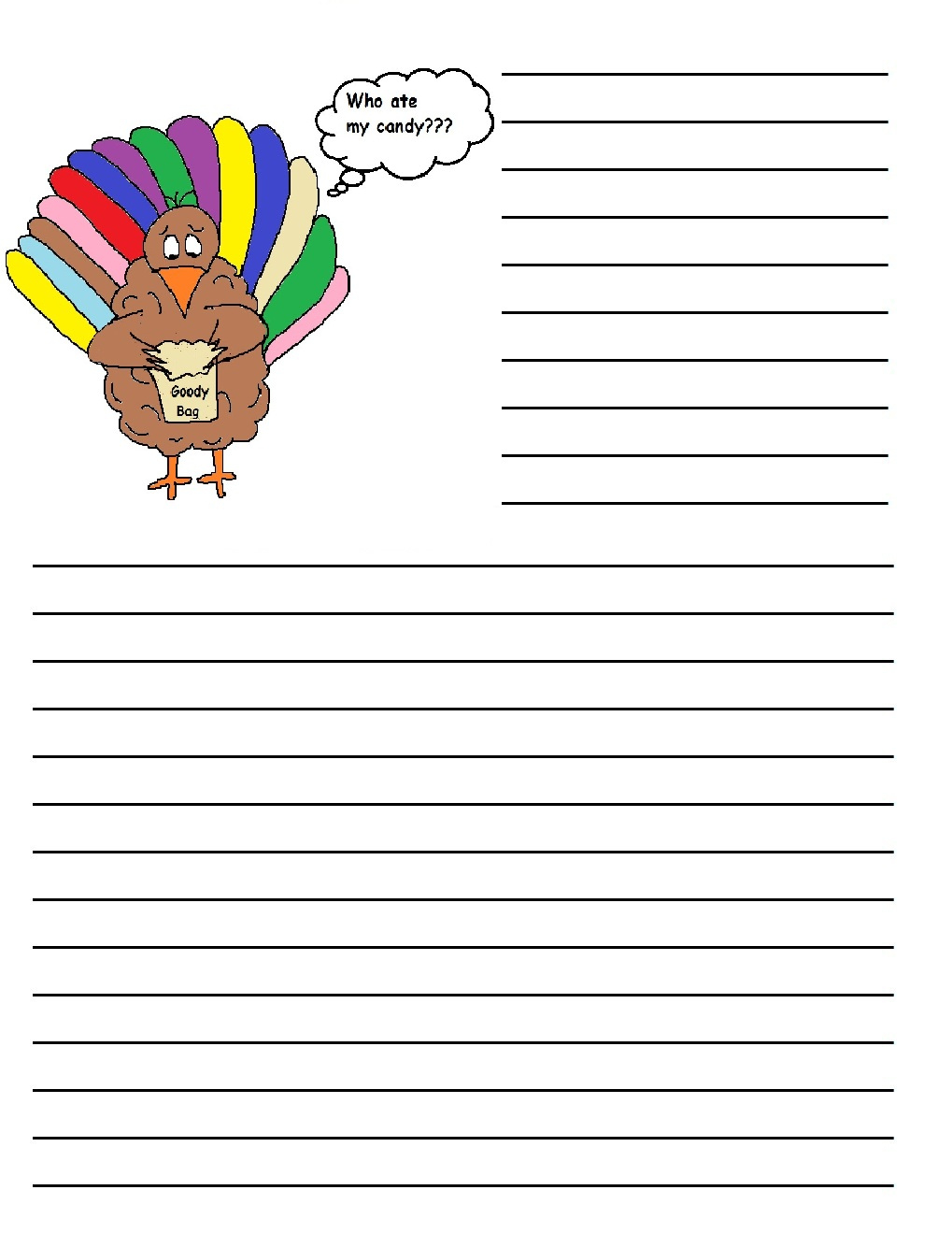 Thanksgiving Printable Writing Paper inside Turkey Writing Paper Template