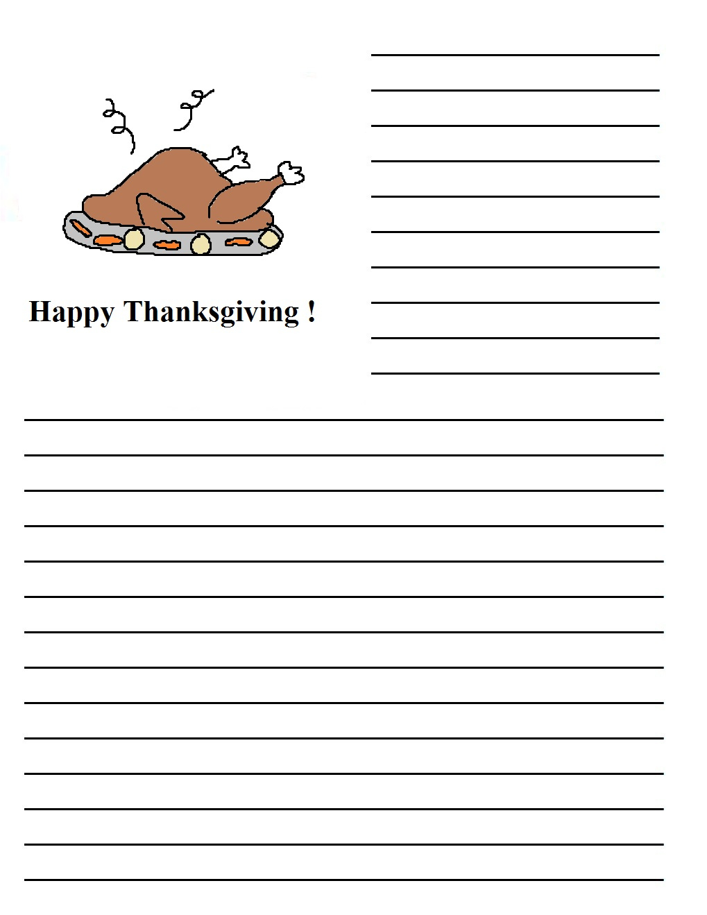 Thanksgiving Printable Writing Paper within Free Turkey Writing Template