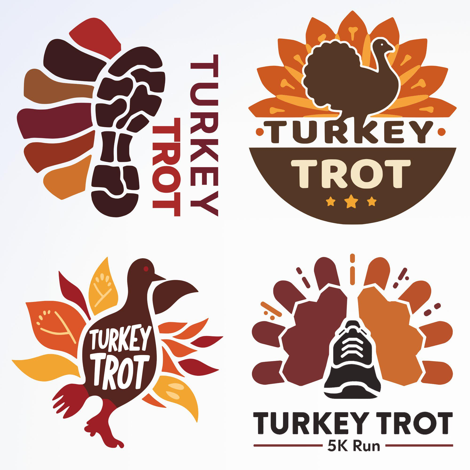 Thanksgiving Running Event Logo Ideas, Turkey Trot Retro - 5K Race intended for Turkey Trot Design Templates