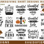 Thanksgiving Shirt Designs Bundle   M38 | Svg Dxf Eps Png19Th Pertaining To Turkey Shirt Template