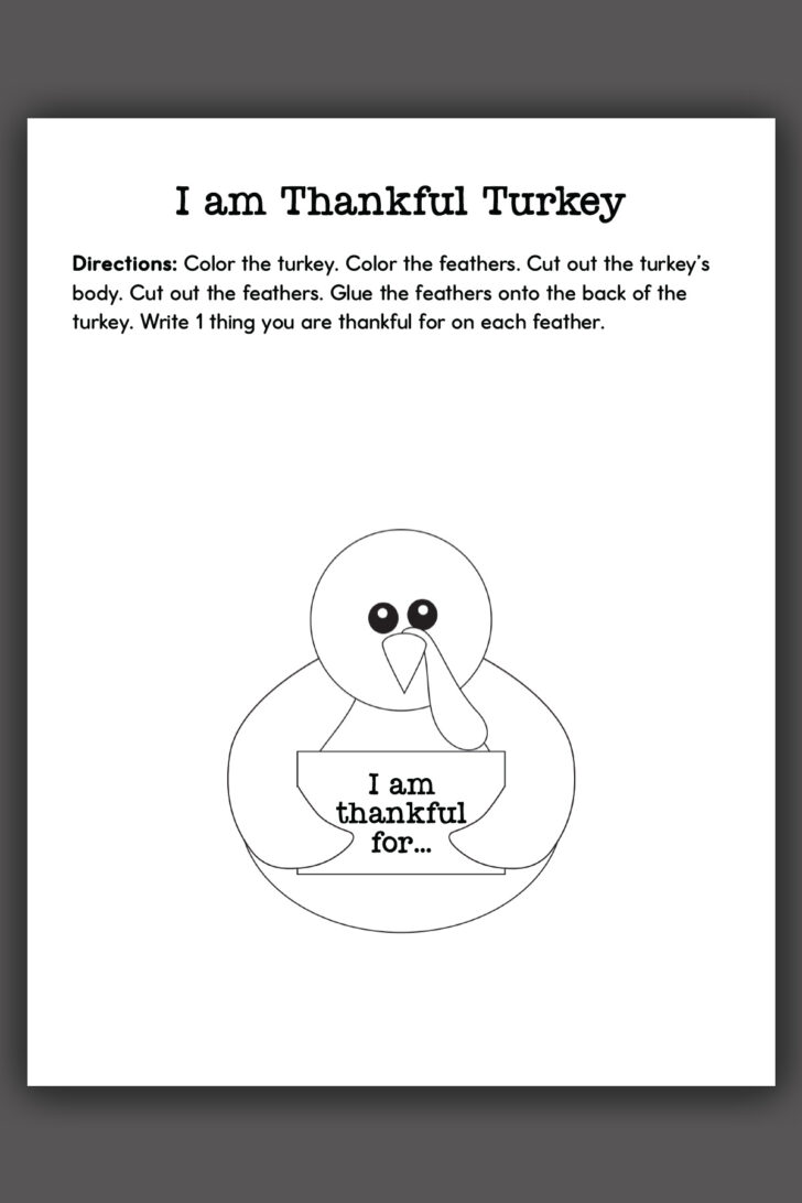 Thankful Turkey Template Printable