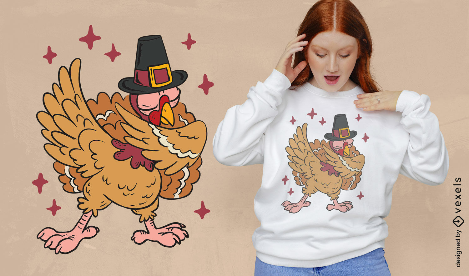Thanksgiving Turkey Dab T-Shirt Design Vector Download regarding Turkey Shirt Template