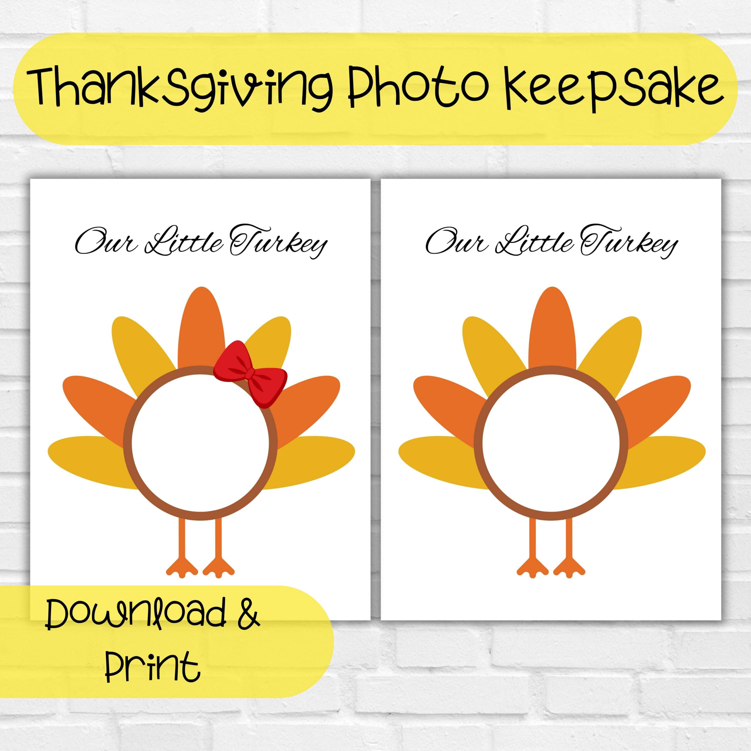 Thanksgiving Turkey Photo Frame, First Thanksgiving Keepsake, Our inside Little Turkey Template