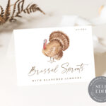 Thanksgiving Turkey Table Tent Card Template: Friendsgiving Diy In Turkey Card Template
