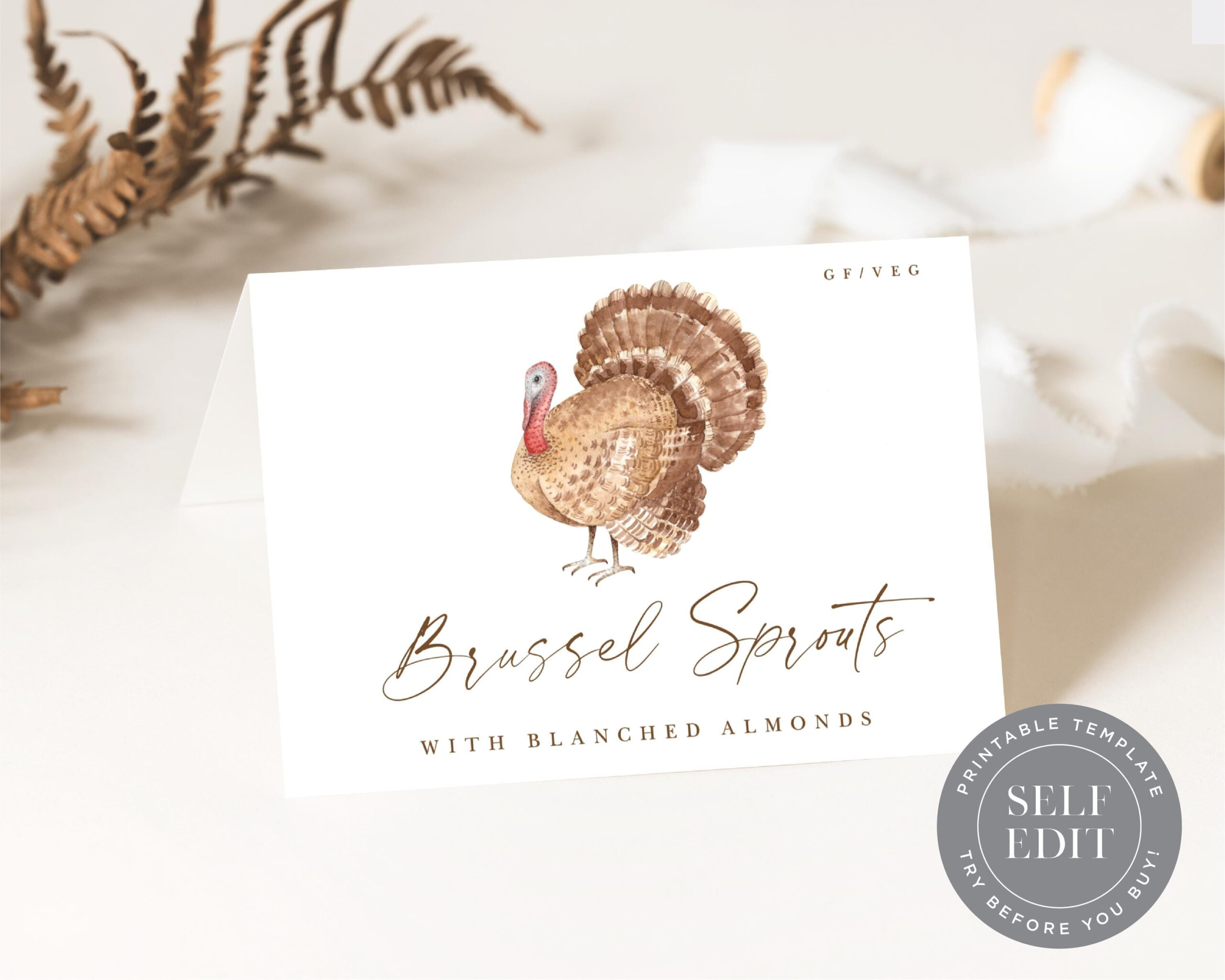 Thanksgiving Turkey Table Tent Card Template: Friendsgiving Diy in Turkey Card Template