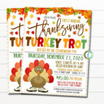 Thanksgiving Turkey Trot Flyer, 5K 10K Run Walk Race, Community For Turkey Trot Template