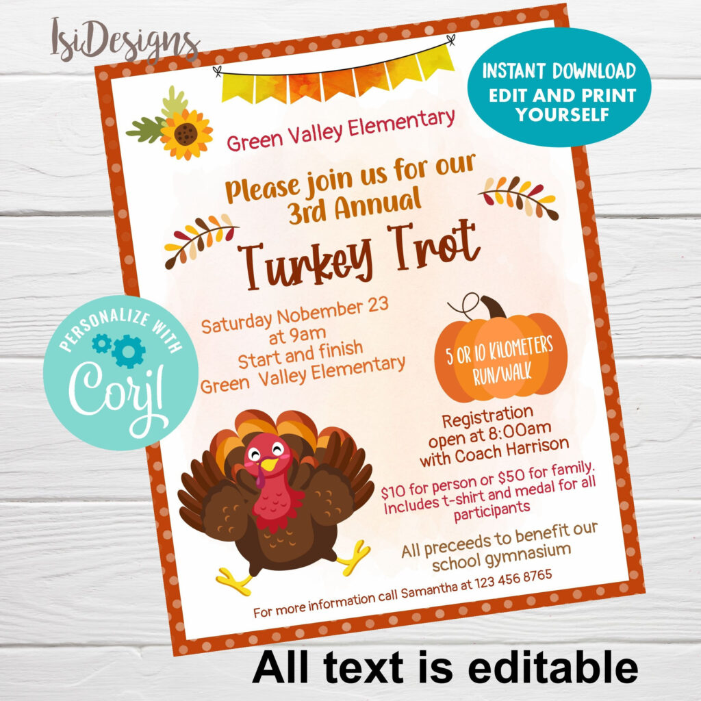 Turkey Trot Flyer Template | Template Samples
