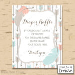 Tribal Arrow Feather Diaper Raffle Sign 8"X10" Pink Blue Grey Boho Throughout Free Printable Tickets Template Diaper Raffle Feather Tribal Arrow