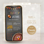 Turkey Bowl Invitation: Thanksgiving Football Party Evite (Canva Regarding Turkey Bowl Flyer Template