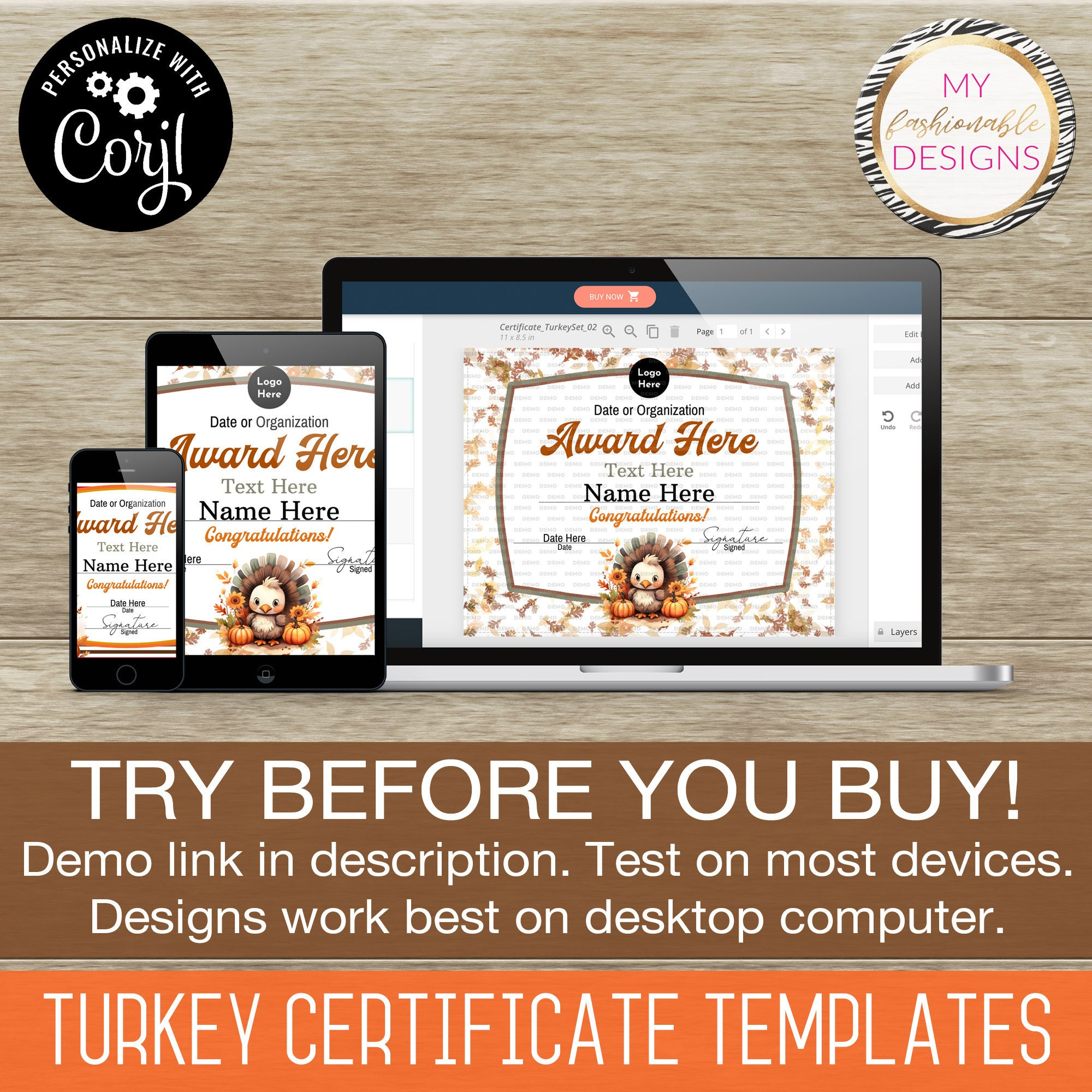 Turkey Certificate Template Set - 5 Design Templates! 8.5X11 regarding Turkey Trot Certificate Template
