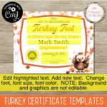 Turkey Certificate Template Set   5 Design Templates! 8.5X11 With Regard To Turkey Trot Certificate Template
