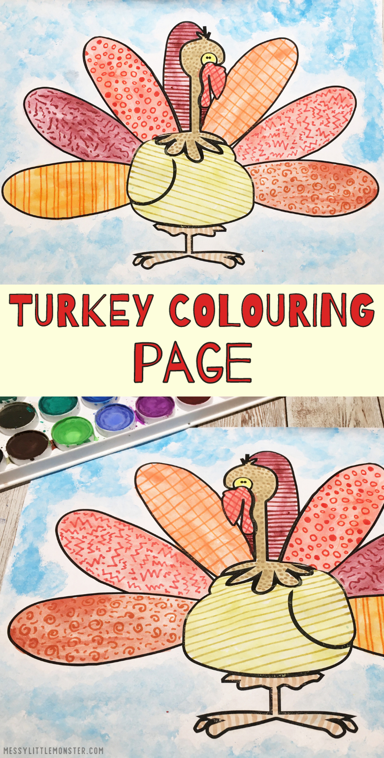 Turkey Colouring Page Zentangle Art - Messy Little Monster regarding Zentangle Turkey Template