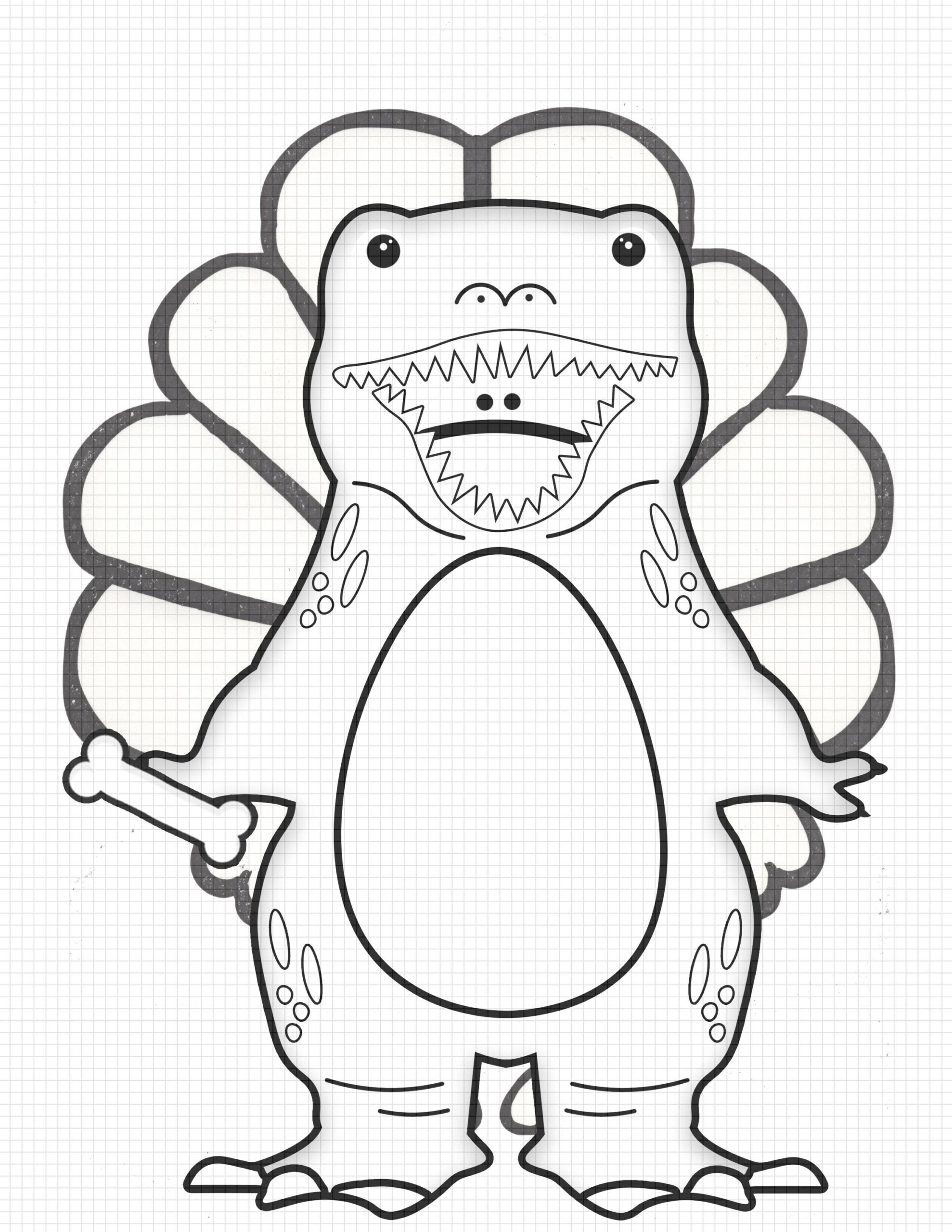 Turkey Dinosaur Disguise Coloring Kit (Pdf Pattern) - Etsy within Disguise A Turkey Dinosaur Template