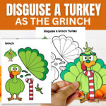 Turkey Disguise Grinch   Etsy Regarding Disguise A Turkey Grinch Template