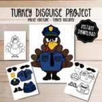 Turkey Disguise Printable   Police Costume   Thanksgiving School Regarding Disguise A Turkey Police Officer Template