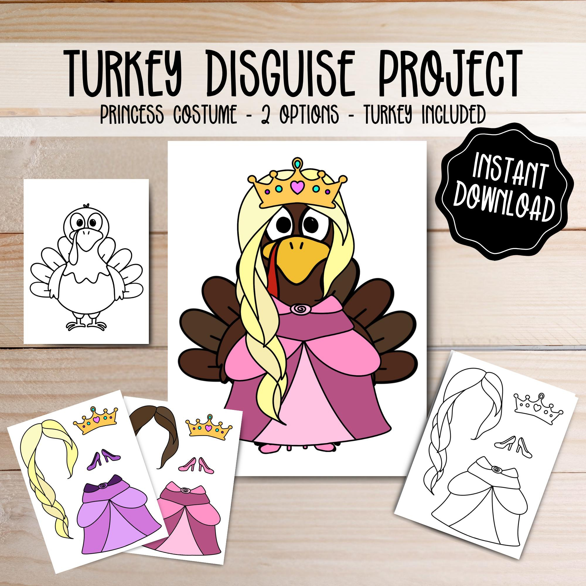 Turkey Disguise Printable: Princess Costume Craft (Digital with regard to Princess Turkey Disguise Template