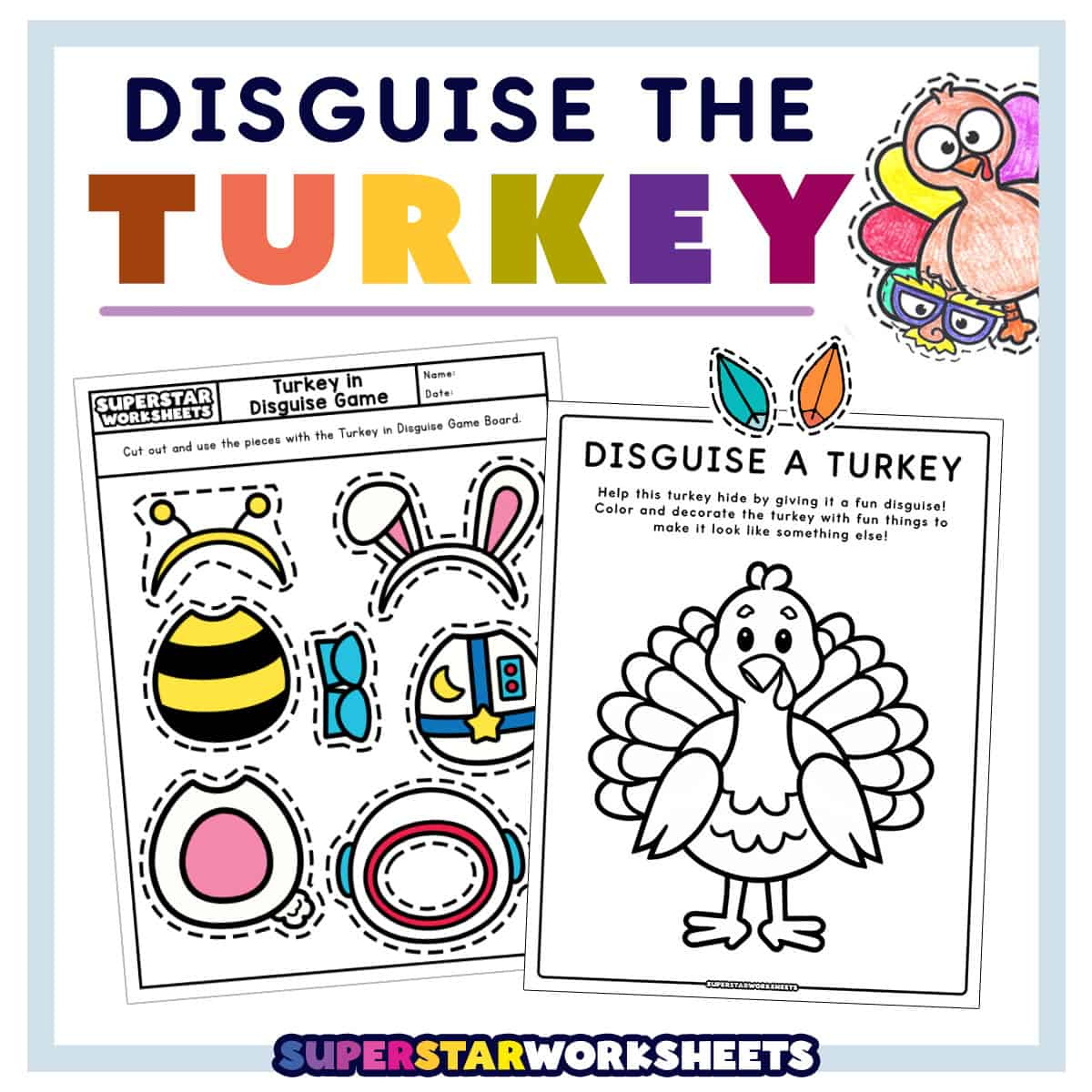Turkey Disguise Project - Superstar Worksheets pertaining to Disguise a Turkey Project Face Foward Template