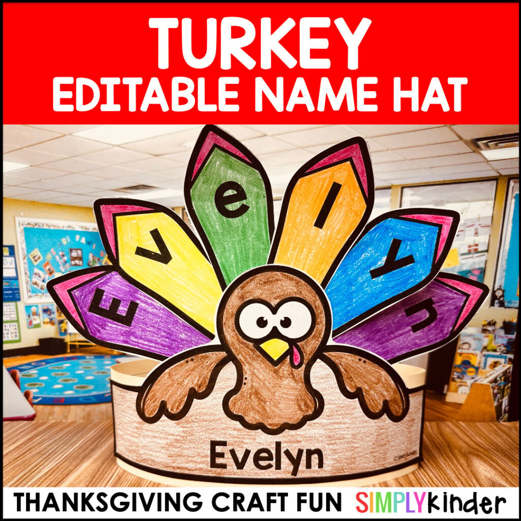Turkey Editable Name Hat &amp;amp; Craft For Thanksgiving Activities pertaining to Editable Turkey Hats Template