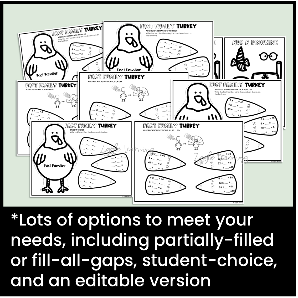 Turkey Fact Families Craft Thanksgiving Fall Math Activity intended for Fact Family Turkey Template