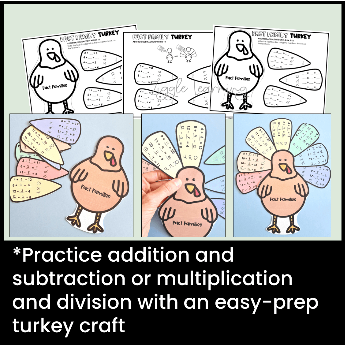 Turkey Fact Families Craft Thanksgiving Fall Math Activity with regard to Fact Family Turkey Template