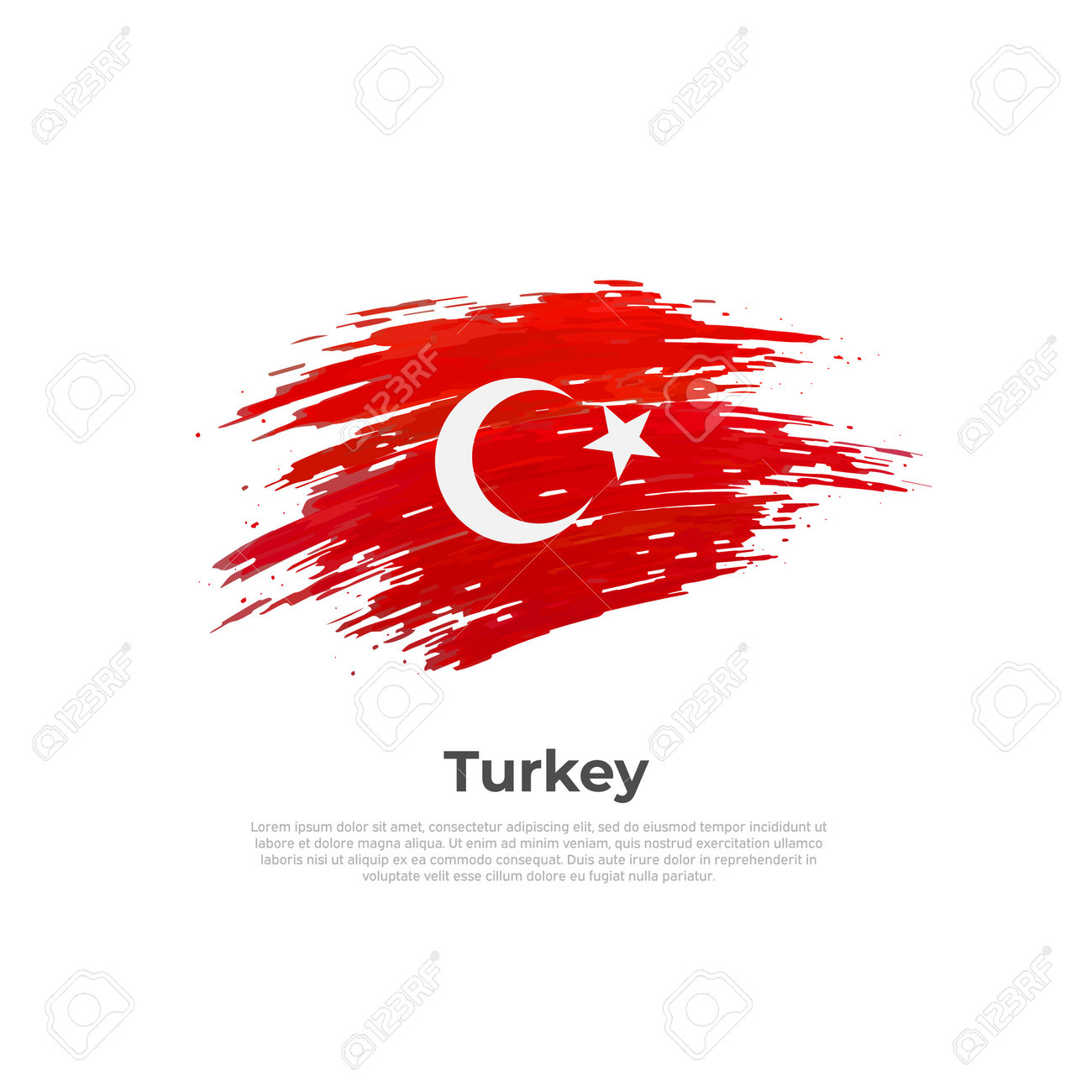 Turkey Flag Brush Strokes Colored Stripes Turkish Flag On A White inside Turkey Flag Template