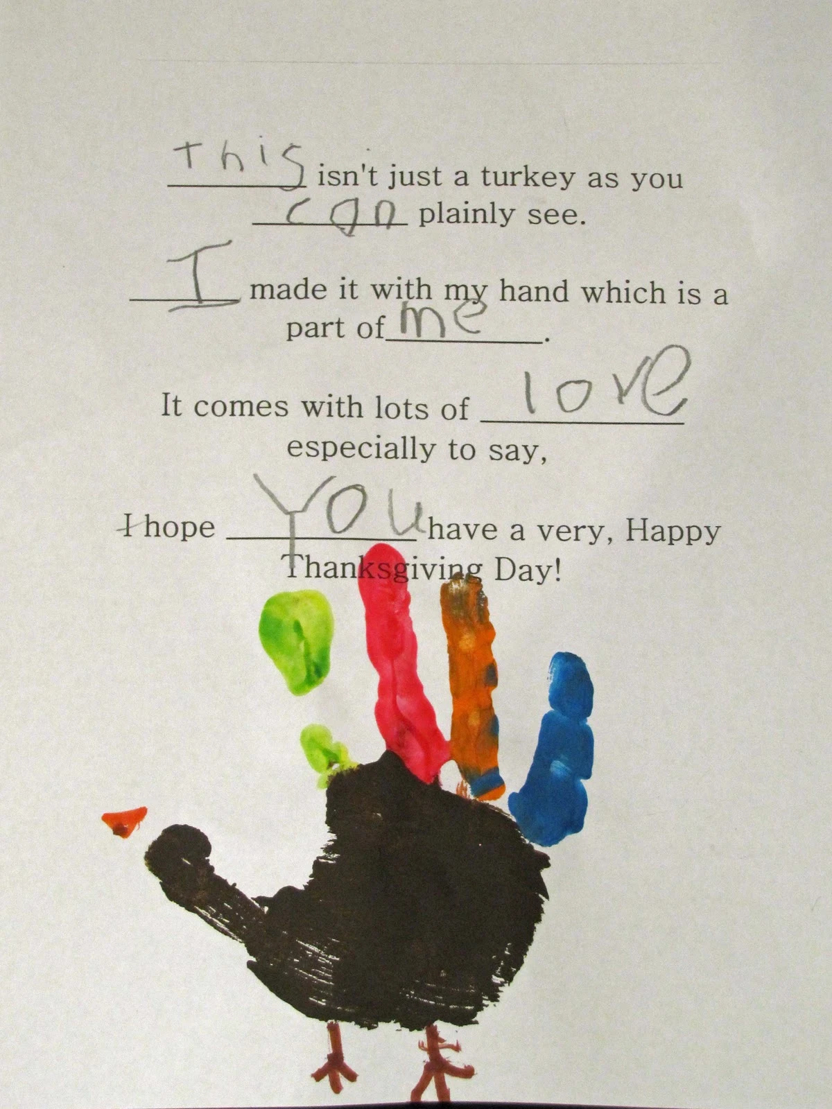 Turkey Handprint Keepsake &amp;amp; Poem | School Time Snippets intended for Dltk Turkey Feather Template