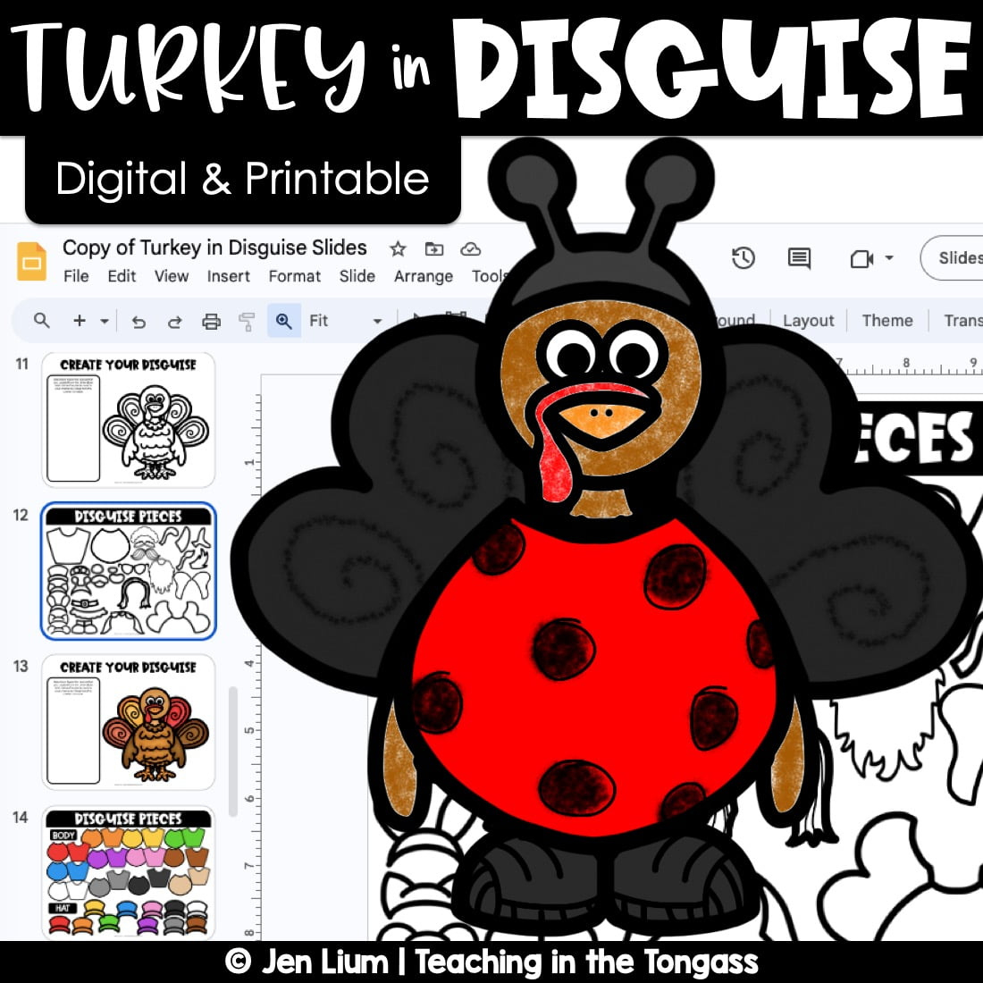 Turkey In Disguise Craft Template Project Digital And Printable for Turkey in Disguise Project Template Free Download