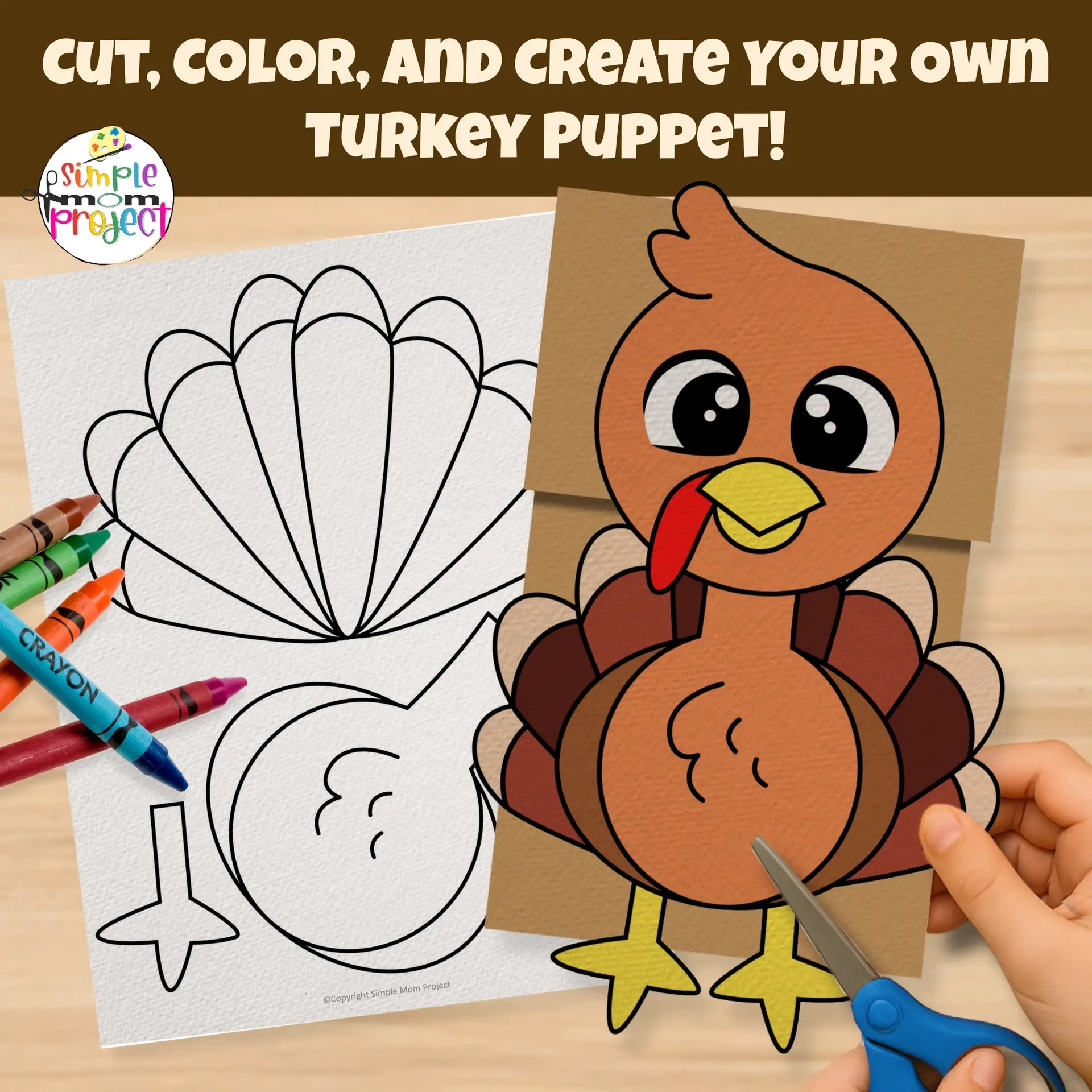Turkey Paper Bag Puppet – Printable Craft Template For Kids throughout Turkey Puppet Template