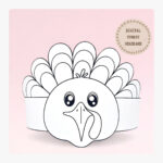 Turkey Paper Coloring Crown,Thanksgiving Paper Hat For Kids Regarding Printable Headband Turkey Hat Template