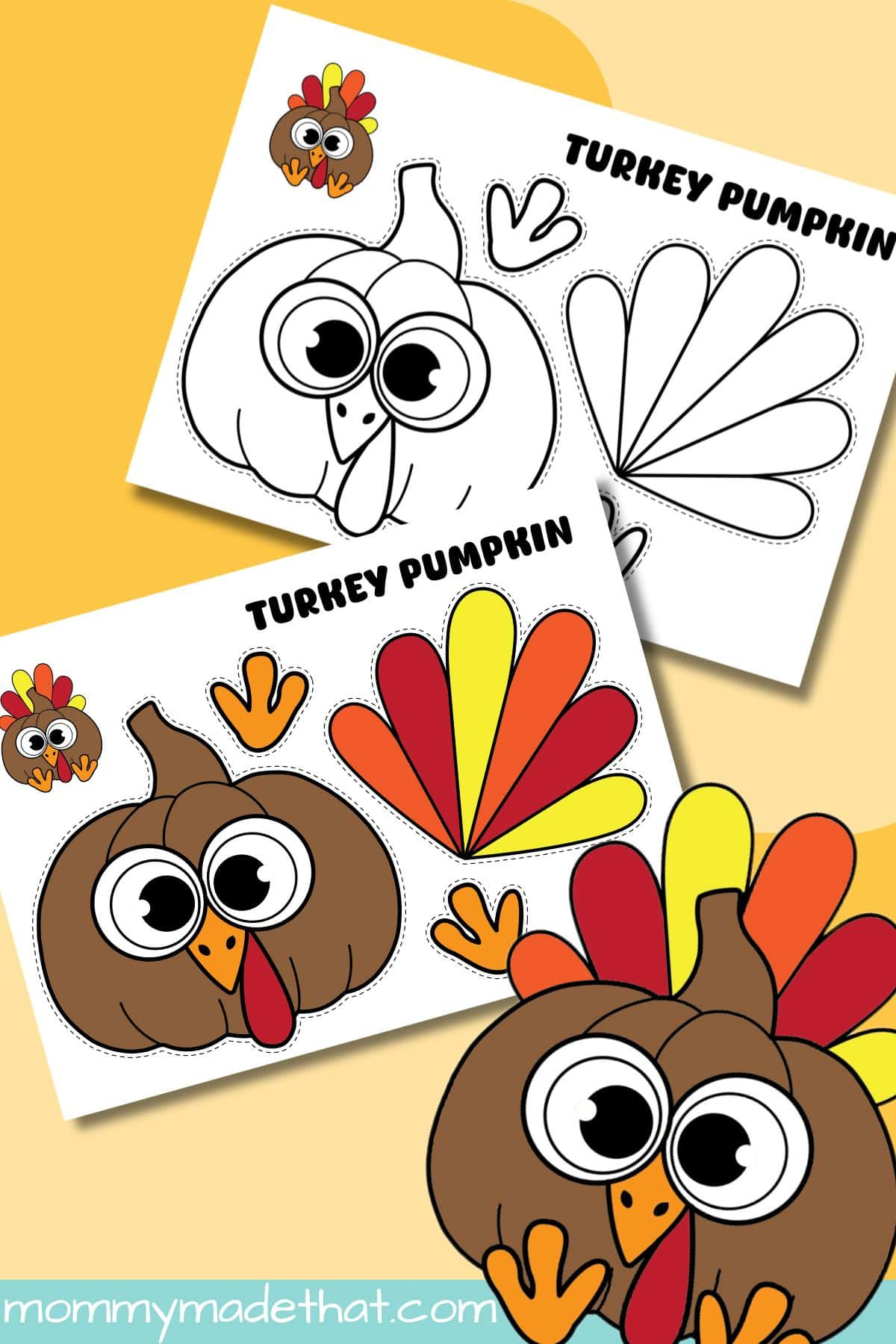 Turkey Pumpkin Craft (Free Printable) with Turkey Pumpkin Template