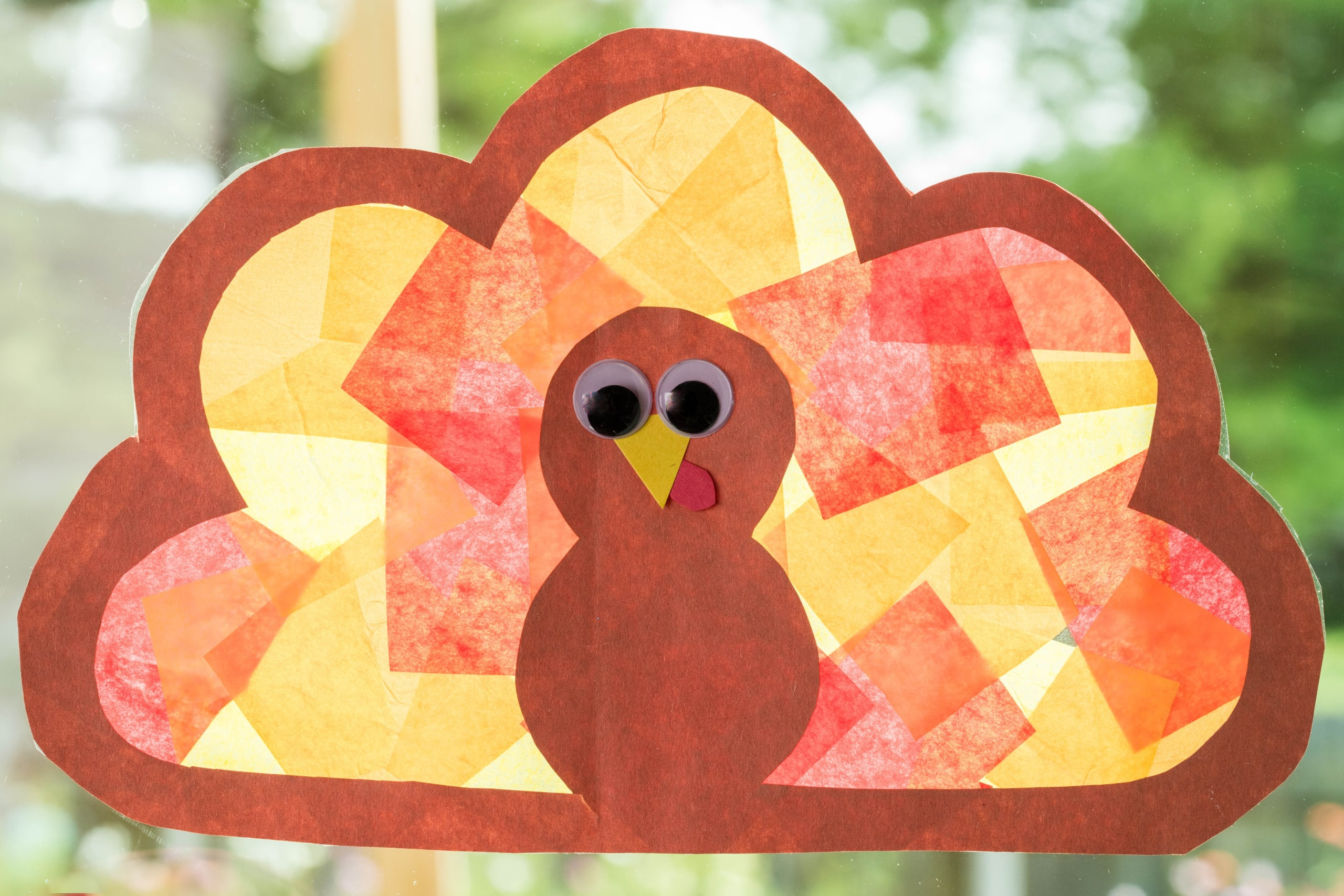 Turkey Suncatchers - Kids Activity Zone for Tissue Paper Turkey Craft Template