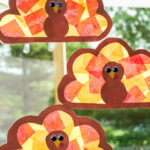 Turkey Suncatchers   Kids Activity Zone With Tissue Paper Turkey Template