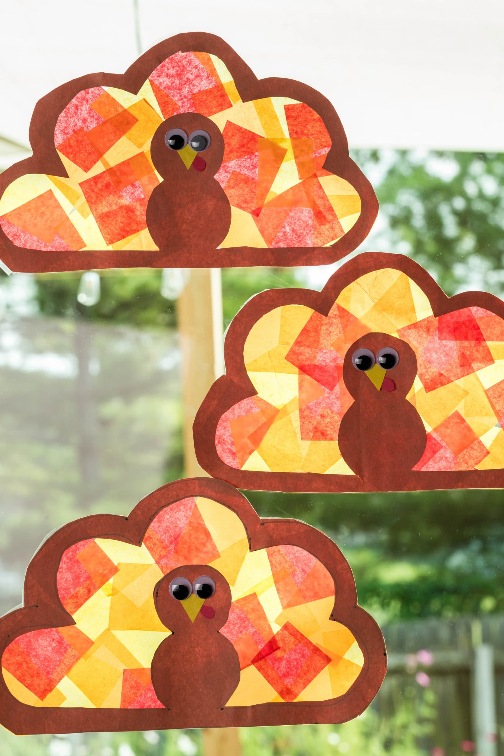 Turkey Suncatchers - Kids Activity Zone with Tissue Paper Turkey Template