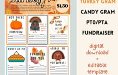 Turkey Thanksgiving Gram Candy Gram Fundraiser For Pto/Pta School intended for Turkey Gram Template