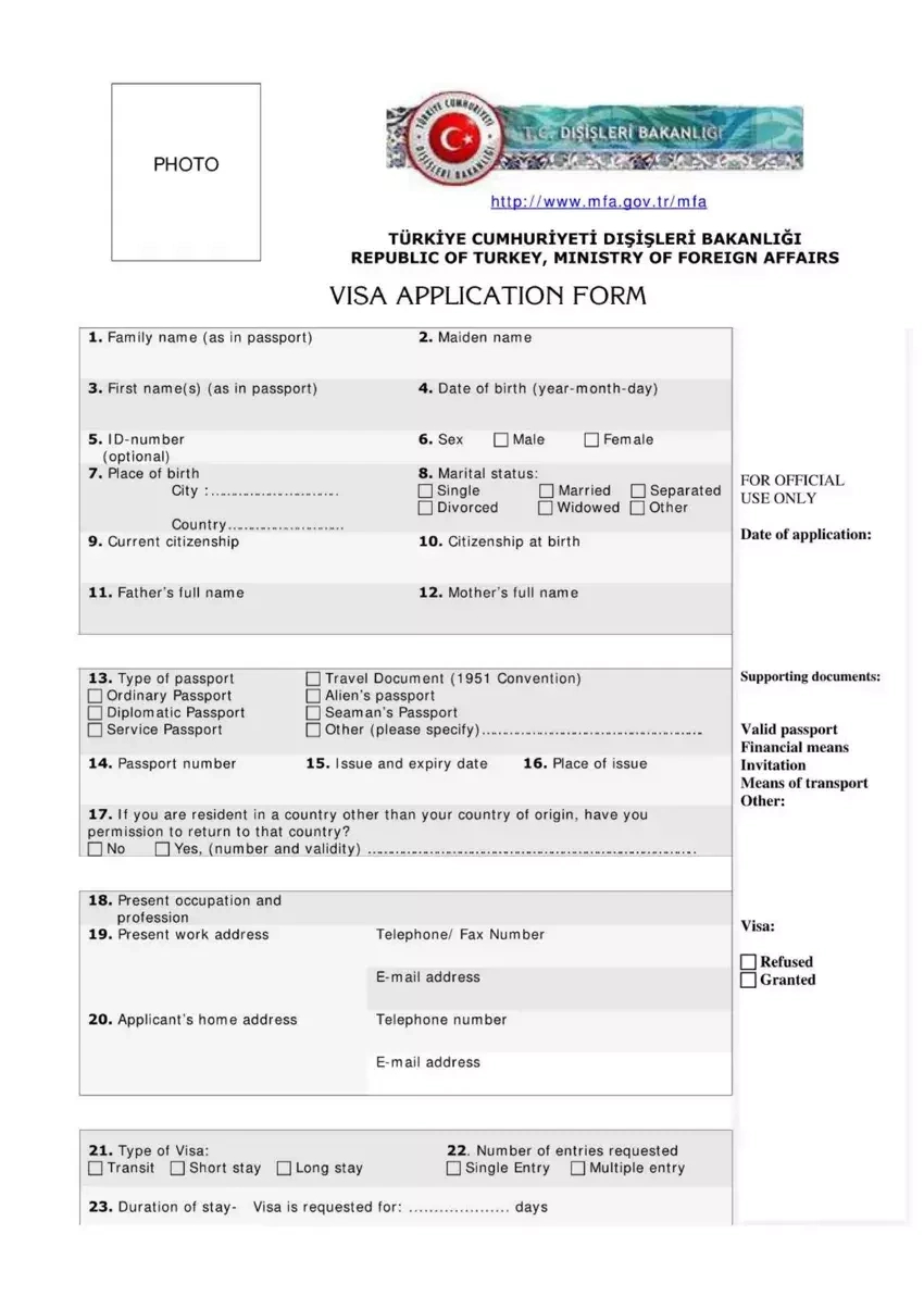 Turkey Visa Form ≡ Fill Out Printable Pdf Forms Online inside Travel Insurance For Turkey From Pakistan Template