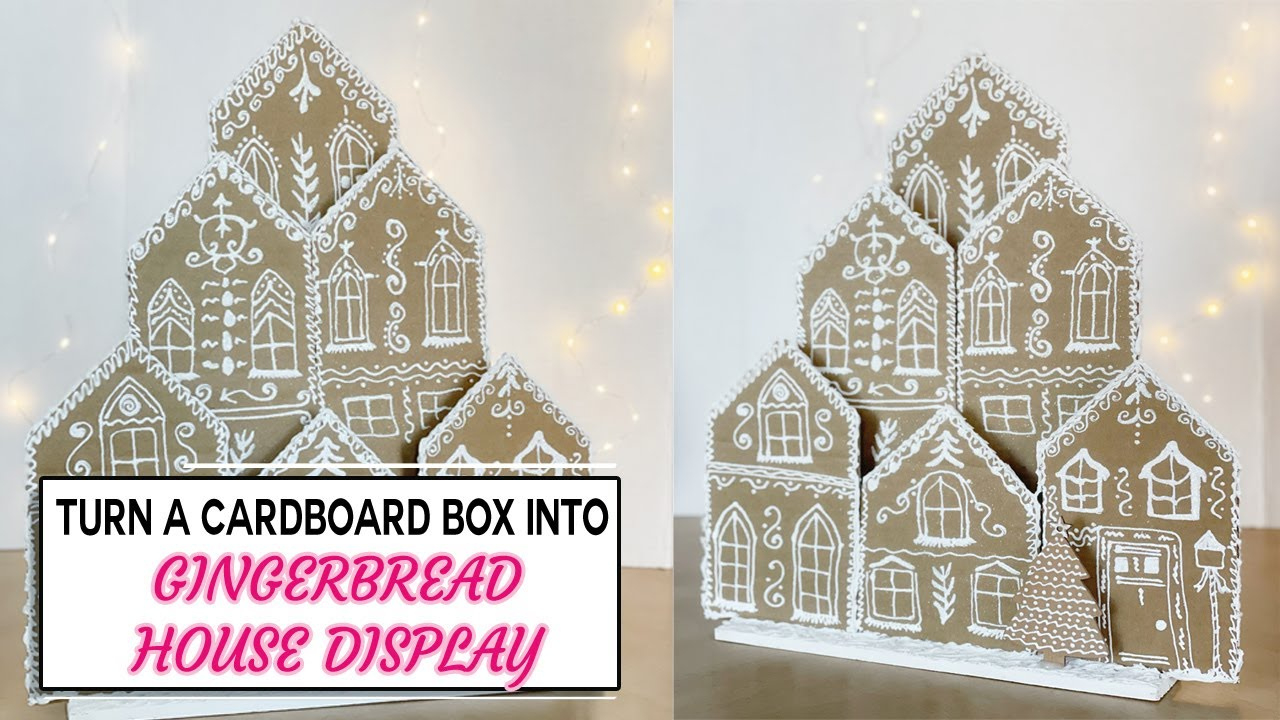 Turn A Cardboard Box Into A Gingerbread House Display!! with Gingerbread House Template Cardboard